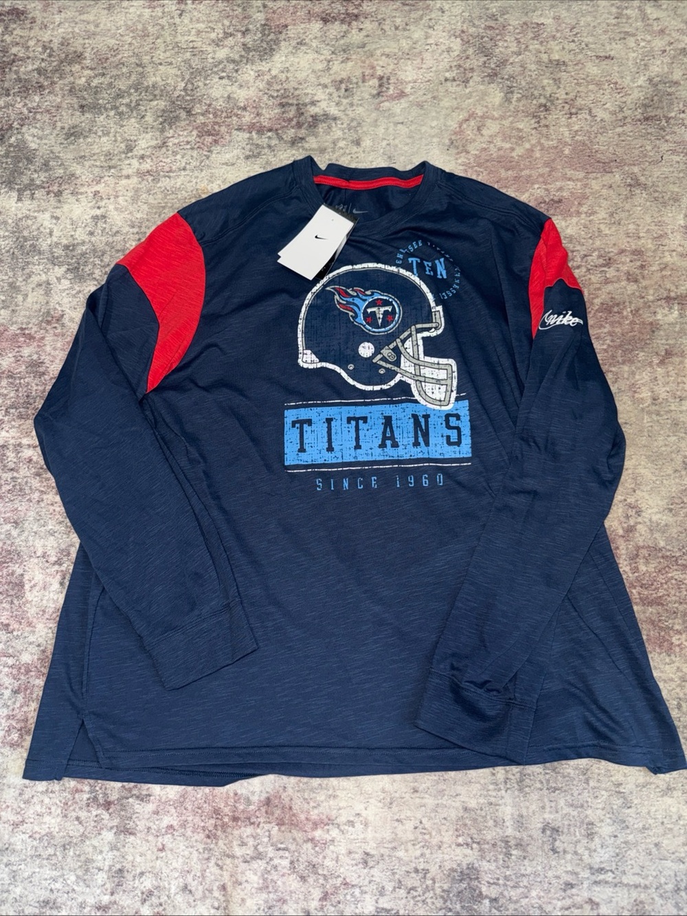 Nike Tennessee Titans Long Sleeve Crewneck - Navy & Red